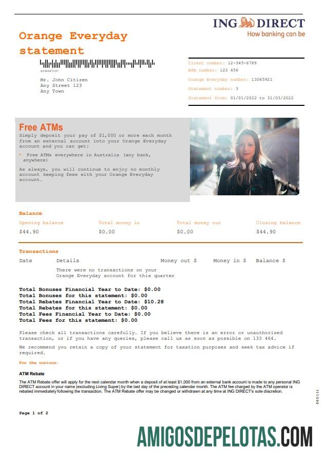 Australia ING Direct amostra